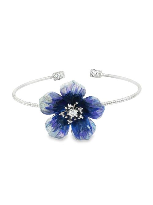 Plumeria crystal stones metallic blue glazed bracelet GOCCIAZZURRA JEWELS | BRPLUMERIARODIOBLU